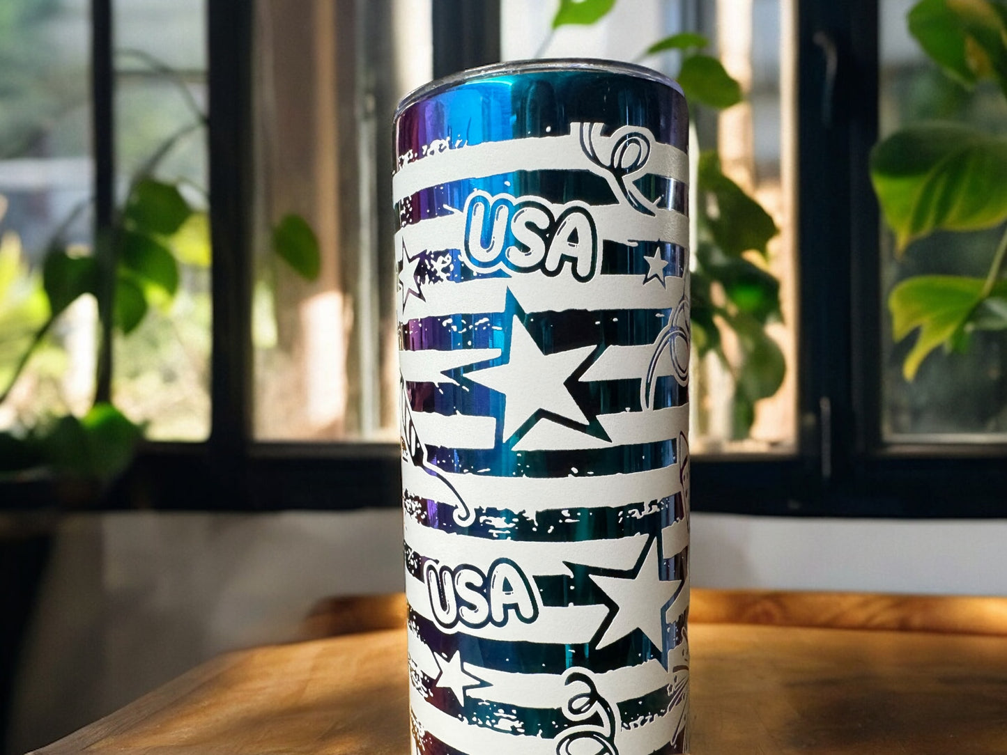 20oz USA themed fireworks tumbler