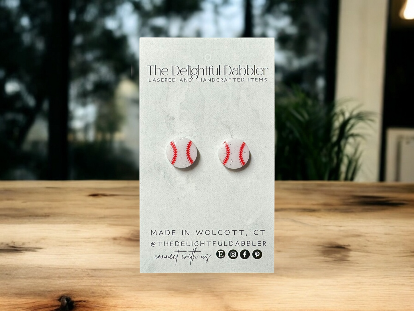 Acrylic Baseball Stud Earrings