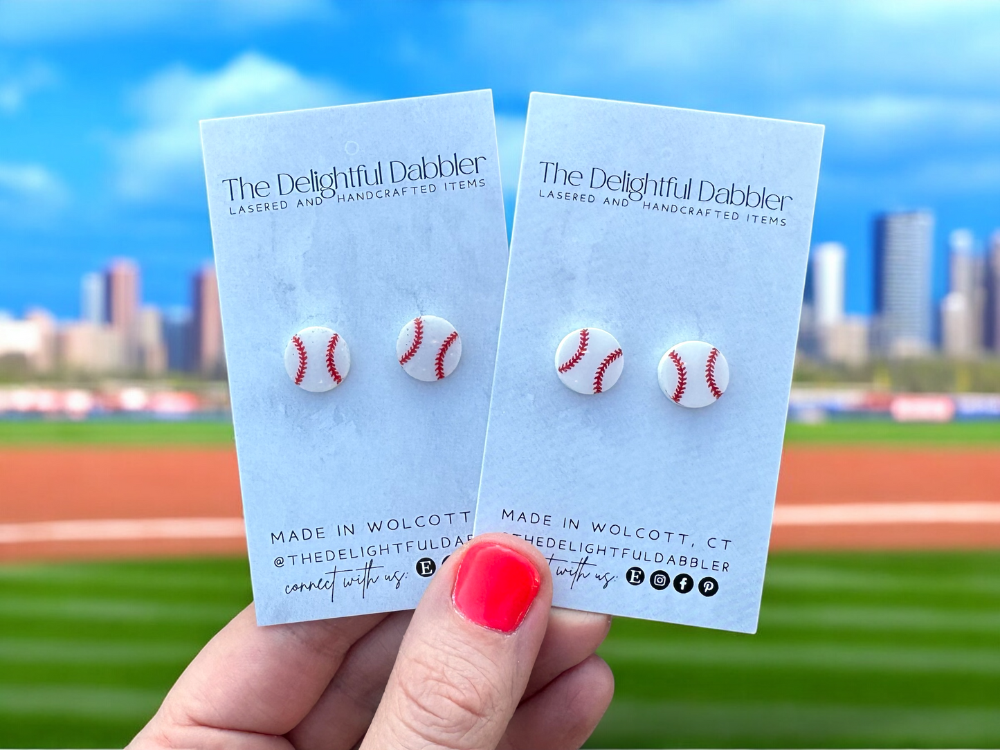 Acrylic Baseball Stud Earrings
