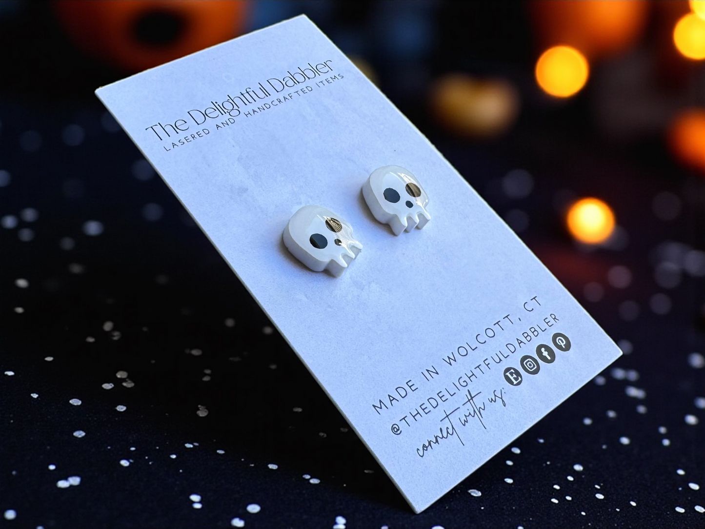 Spooky Skull Halloween Acrylic Stud Earrings