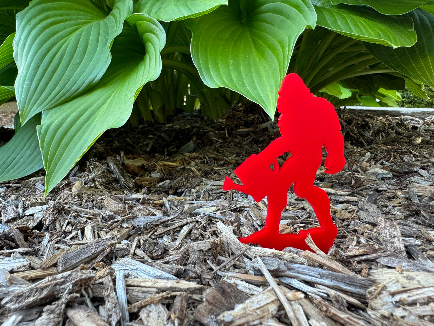Sasquatch with watering can decorative plant stakes