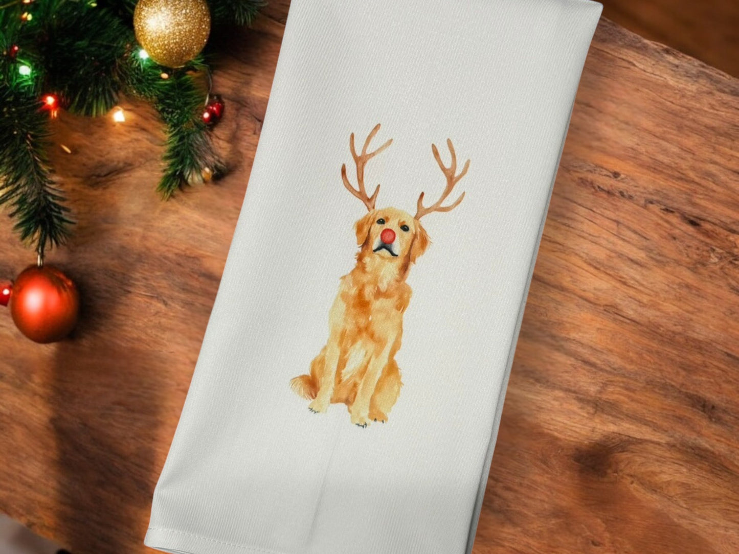 Christmas Dog Kitchen Towels – Polyester Decorative Towels (27″ × 17″)