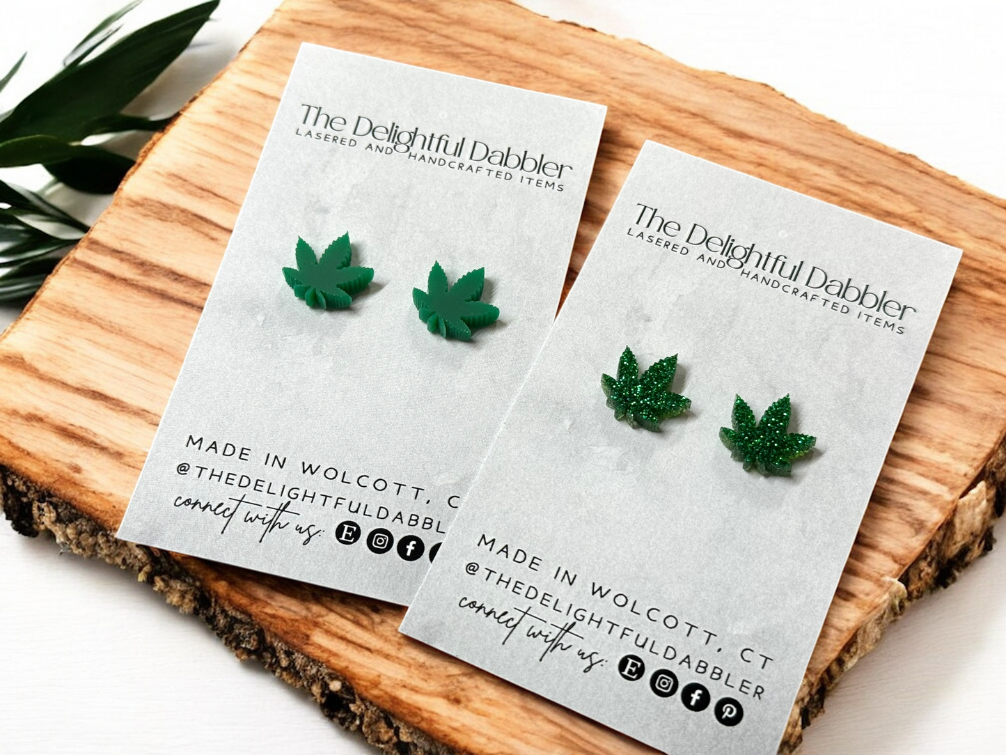 Weed Earrings - Matte and Glitter acrylic studs