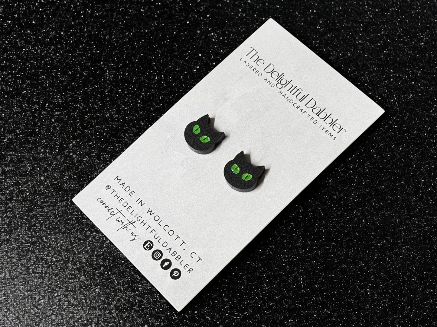 Spooky Black Cat Halloween Stud Earrings