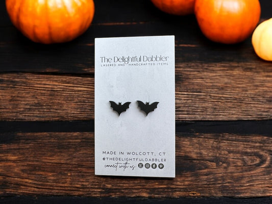 Black Bat Stud Earrings