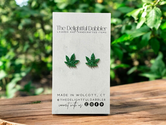 Weed Earrings - Matte and Glitter acrylic studs