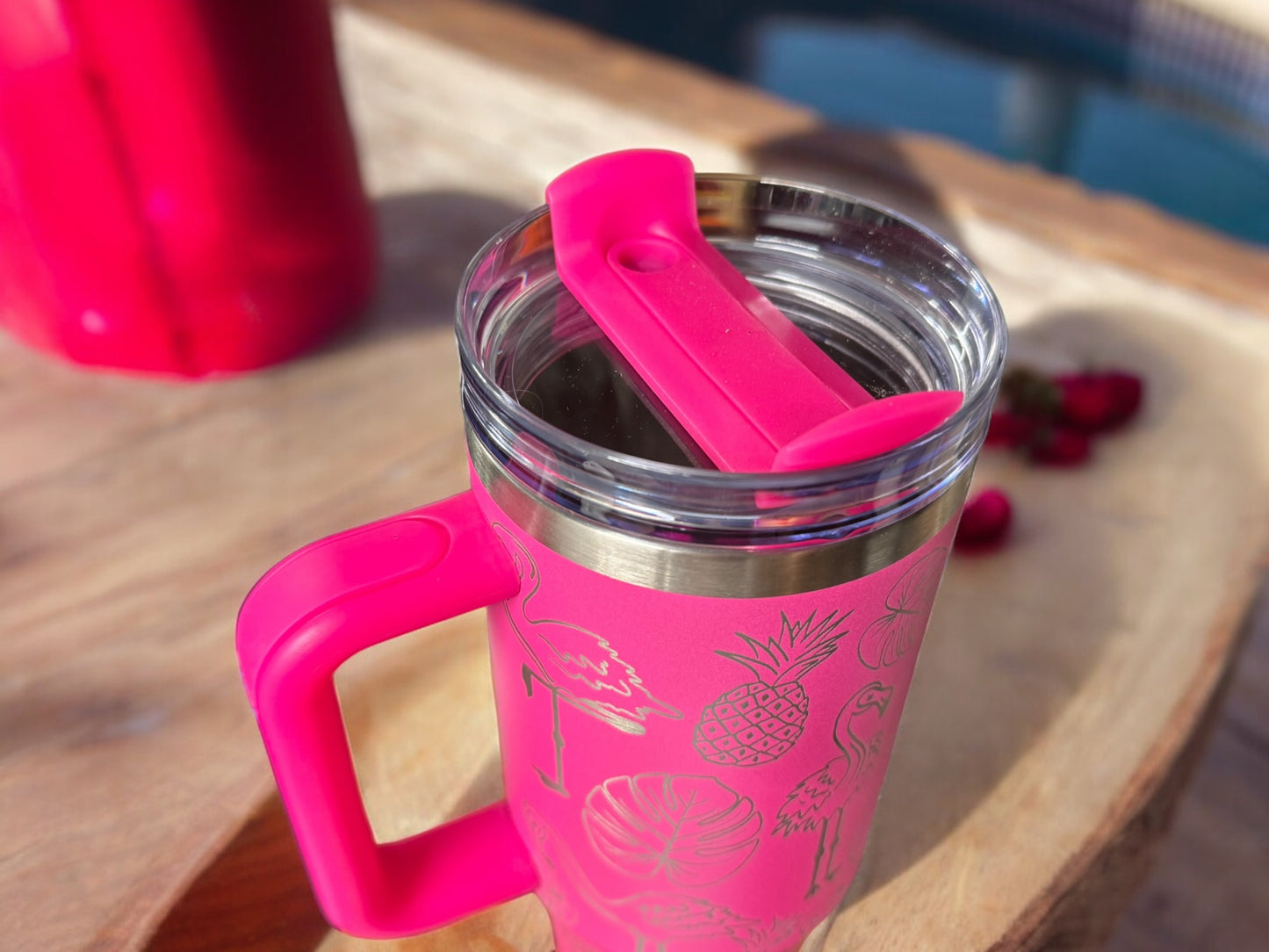 40oz flamingo Tumbler - Pink Laser engraved