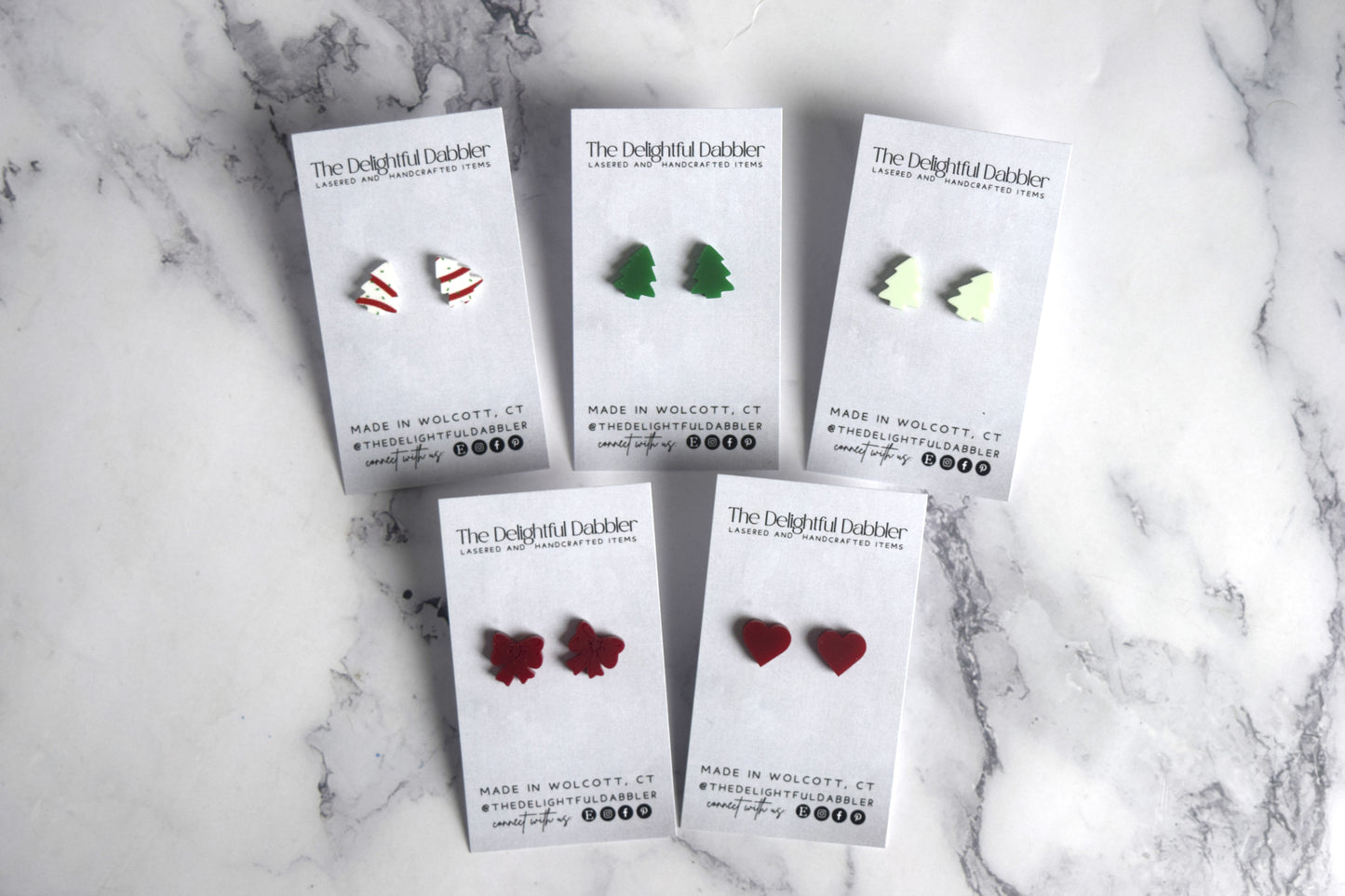 Burgundy Bow Acrylic Stud Earrings