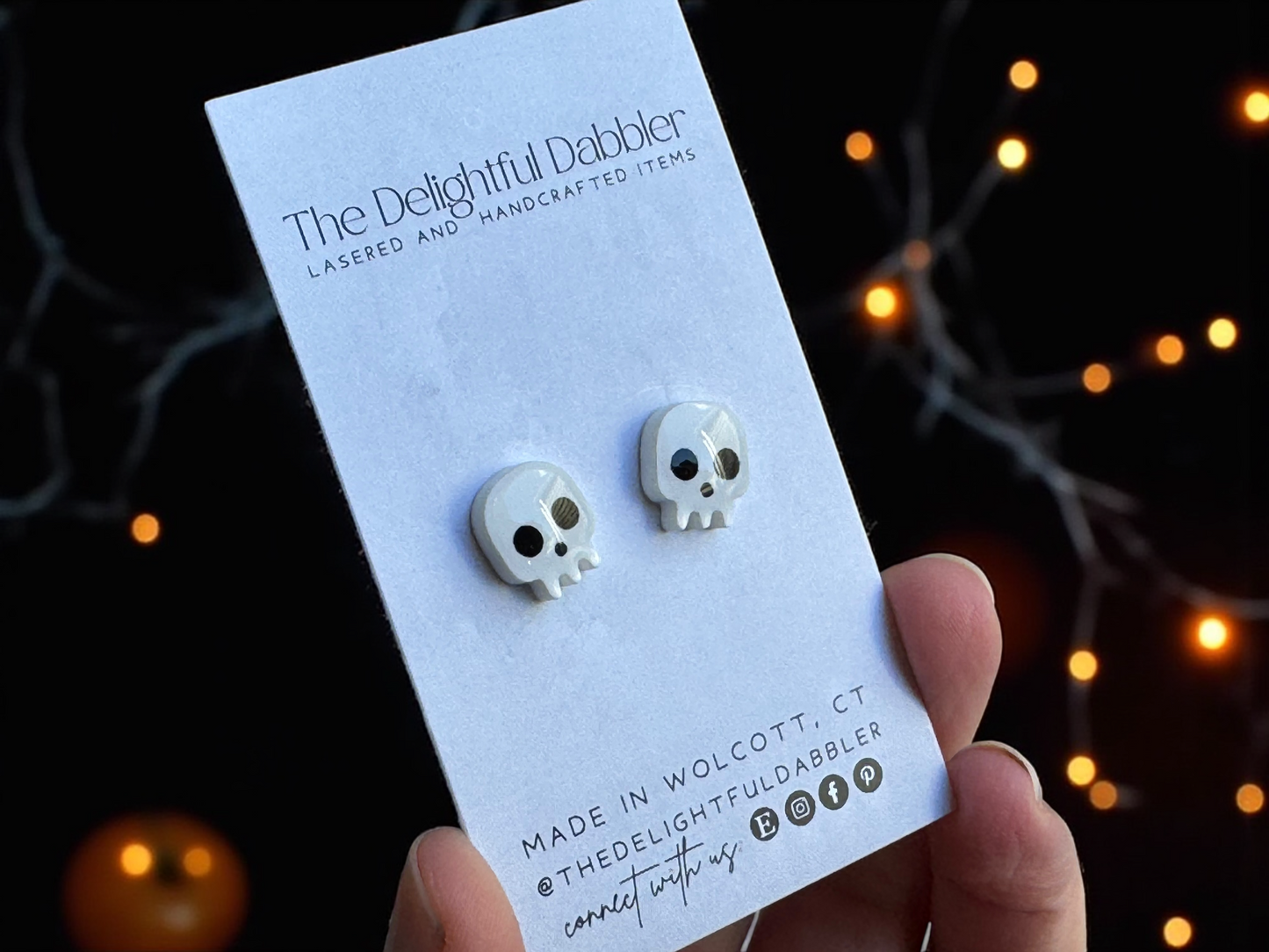 Spooky Skull Halloween Acrylic Stud Earrings