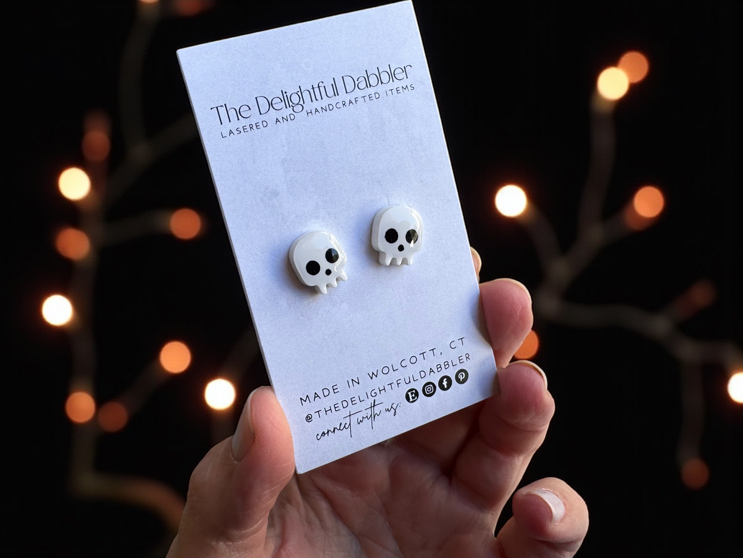 Spooky Skull Halloween Acrylic Stud Earrings