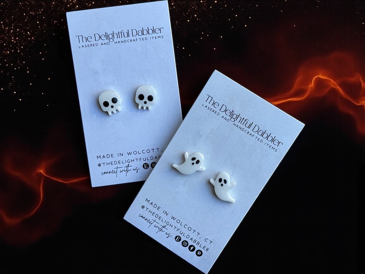 Spooky Ghost Halloween Stud Earrings