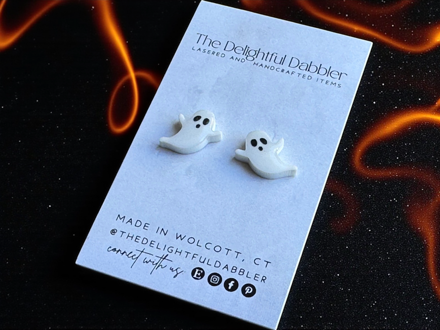Spooky Ghost Halloween Stud Earrings