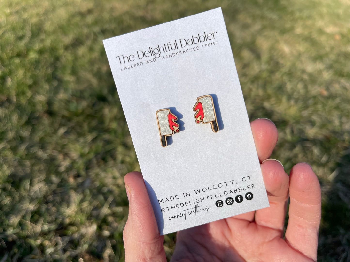 Meat Cleaver Wood Stud Earrings