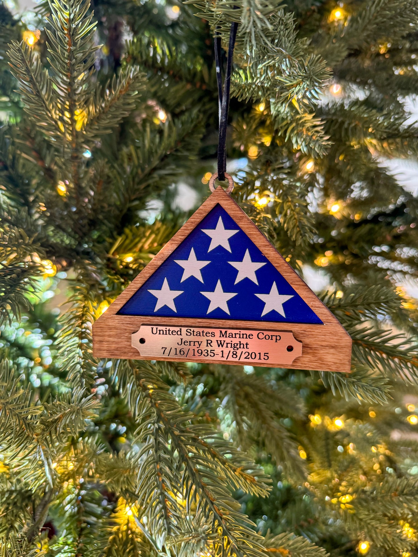 Folded Flag Box Memorial Ornament – Personalized Tribute