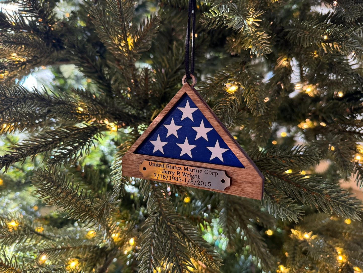 Folded Flag Box Memorial Ornament – Personalized Tribute