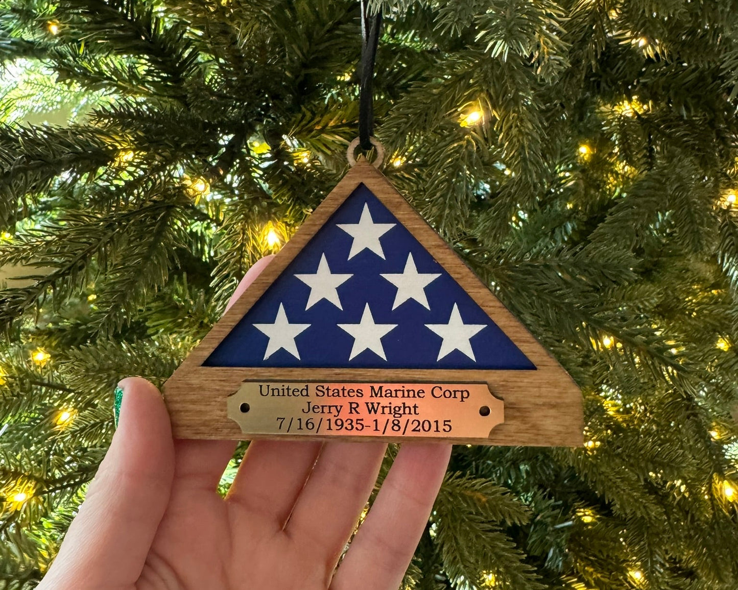 Folded Flag Box Memorial Ornament – Personalized Tribute