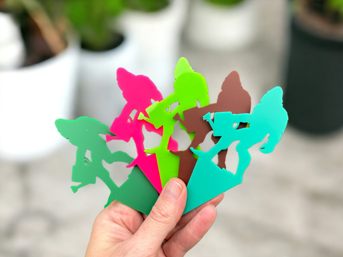 Sasquatch with watering can decorative plant stakes