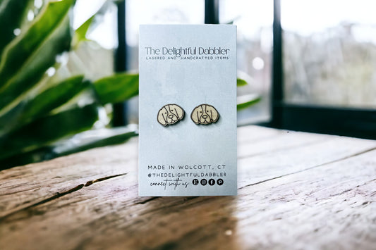 Wood Dog Stud Earrings - Assorted Breeds