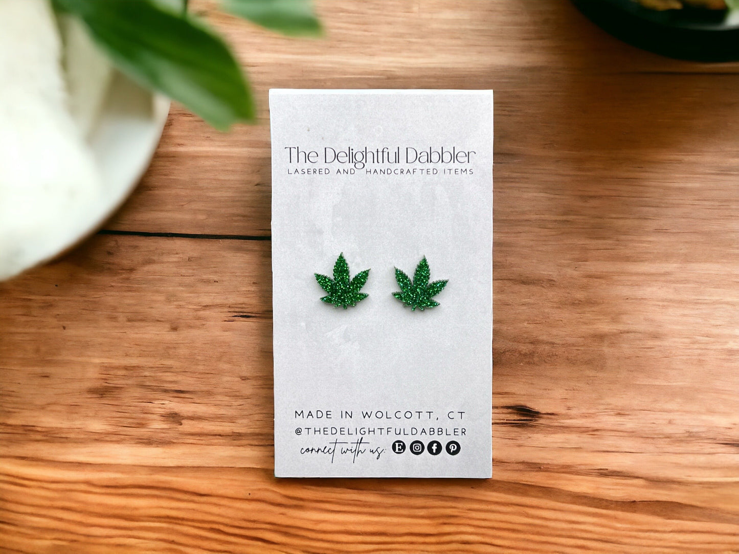 Weed Earrings - Matte and Glitter acrylic studs