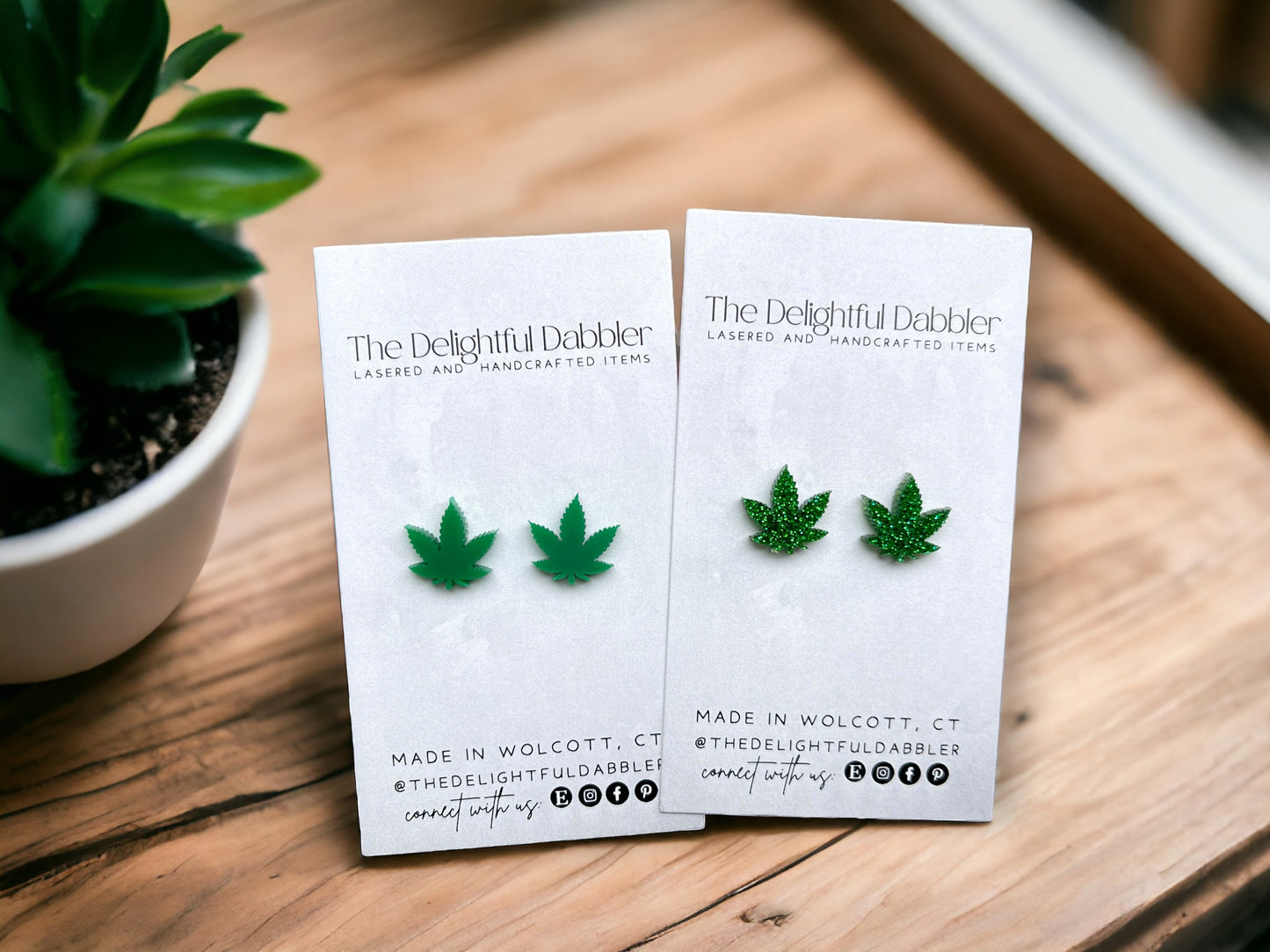 Weed Earrings - Matte and Glitter acrylic studs